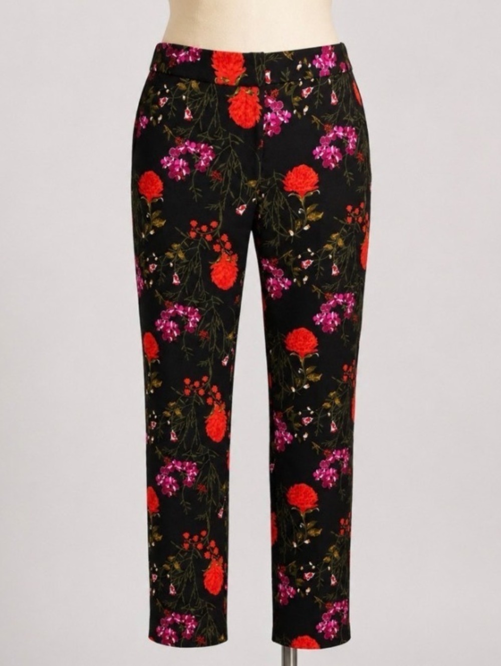 Cynthia Rowley Women’s Size 6 Black Floral Slim Fit Dress Pants Career Trousers